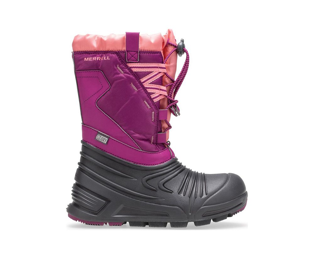 Botas Criança - Merrell Snow Quest Lite 2.0 Waterproof - Rosa/Pretas - XRO769385